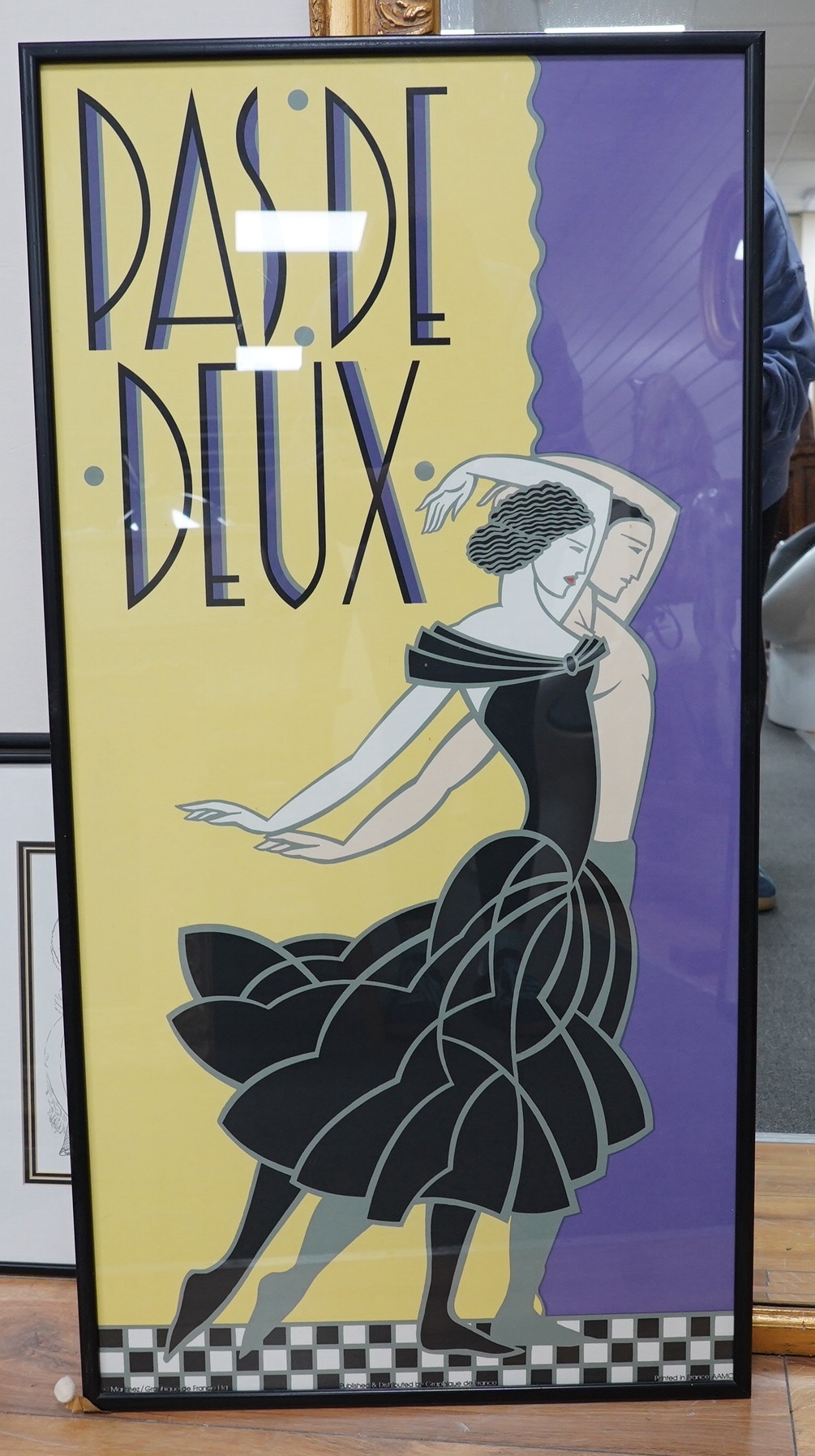 Three French Art Deco posters and prints including ‘Pas De Deux’ published by Graphic de France, Le Gant Neyret, largest 89 x 44cm. Condition - good